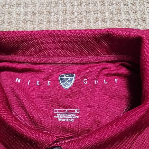 Nike Golf Mens Polo Shirt Fit Dry Sport Red Pro Size L - Picture 4 of 14